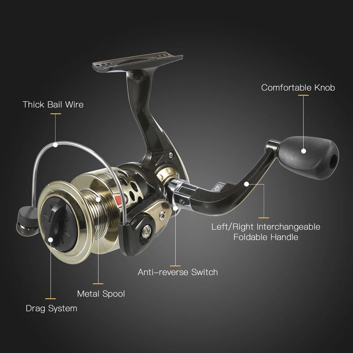 Spinning Rod Reel Combo Kit with Lures Swivels Line Box Pole Telescopic G606