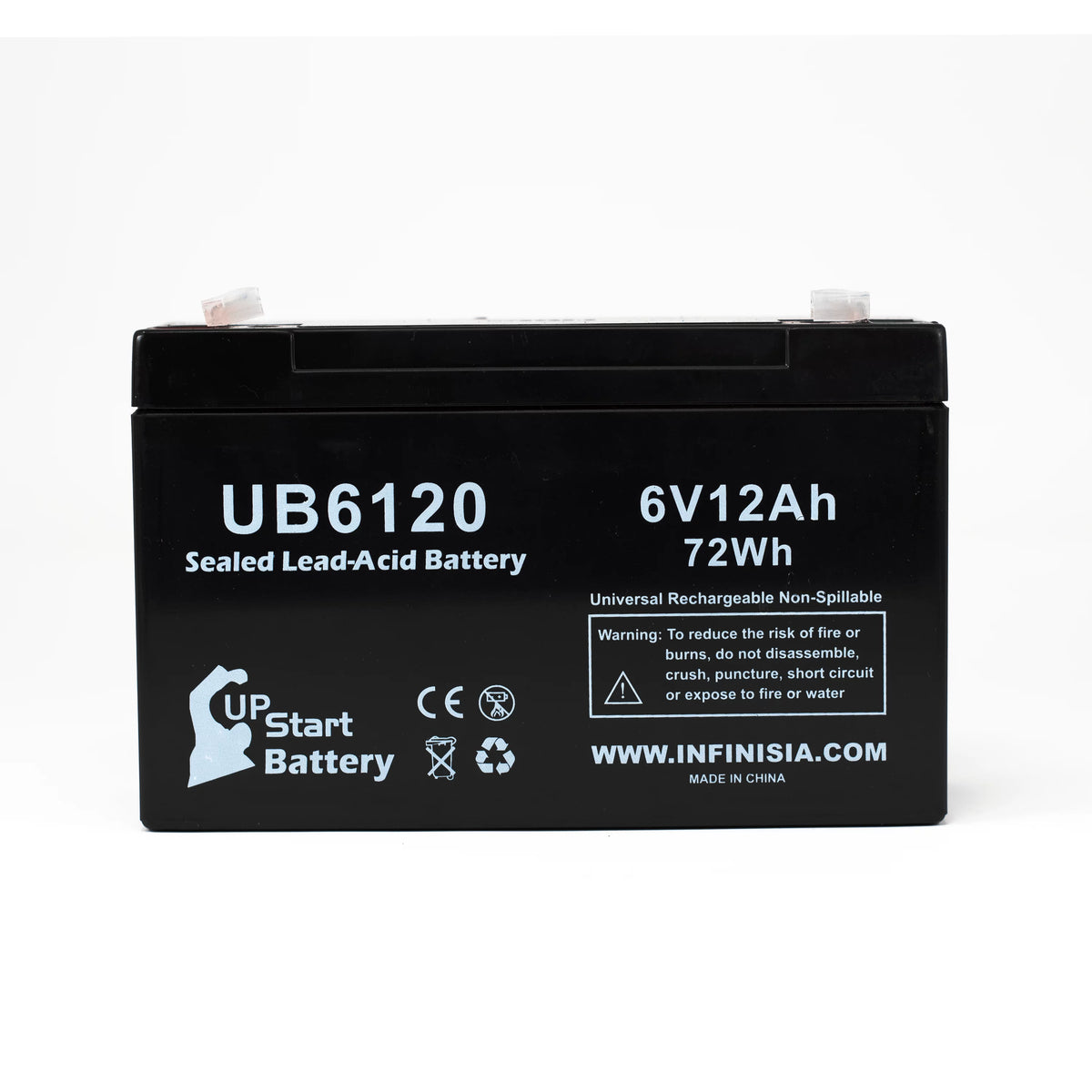 2x Pack 6V 12Ah Sealed Lead Acid Battery with F1 to F2 Terminal Adapters P720