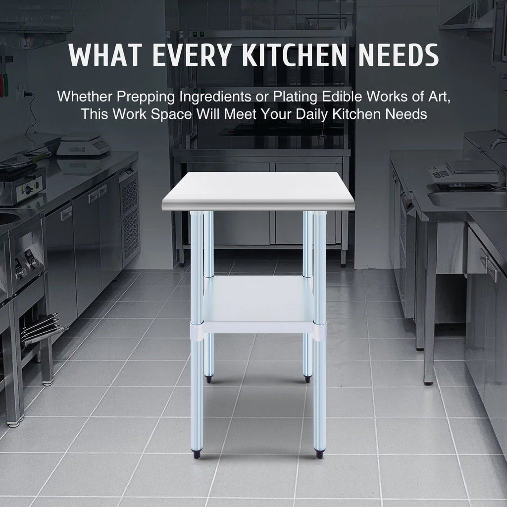 Stainless Steel Prep Table with Adjustable Shelf 24x24 Inch Z848