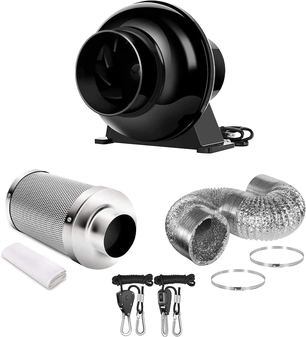 4 Inch 195 CFM Inline Fan with Carbon Filter and 8 Feet Ducting O416168