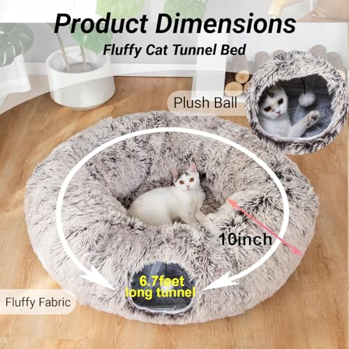 White Plush Collapsible Cat Dog Tunnel Bed G3142