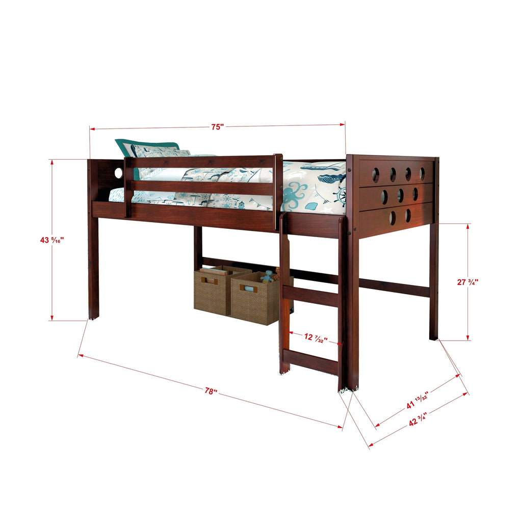 Blue Tent Twin Low Loft Bed E827