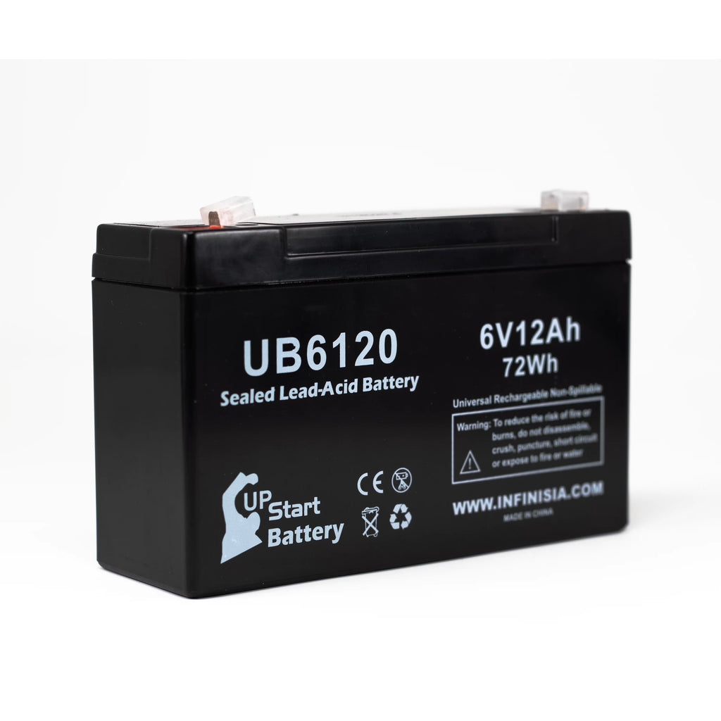 2x Pack 6V 12Ah Sealed Lead Acid Battery with F1 to F2 Terminal Adapters P720