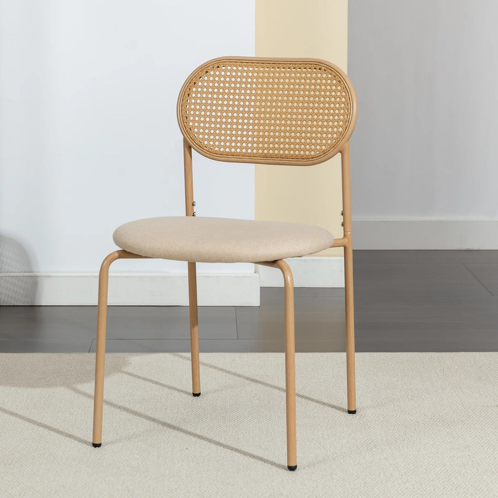 Set of 4 Boho Dining Chairs with Rattan Back P702