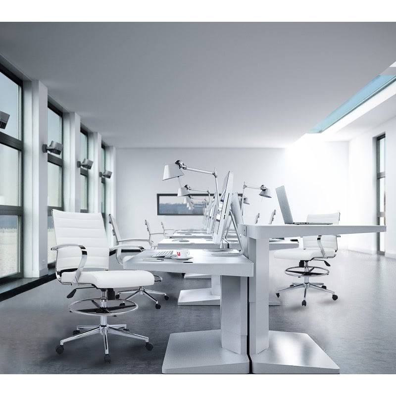 White Ergonomic Office Drafting Armchair S98010