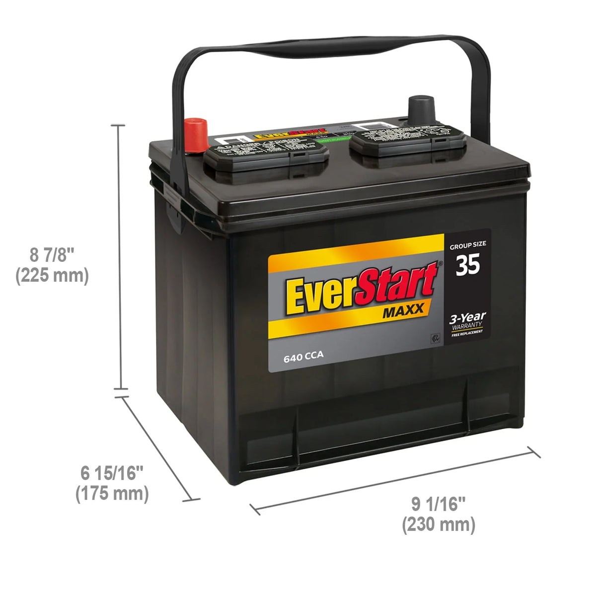 Lead Acid Automotive Battery Group Size 35 12 Volt 640 CCA Q70525